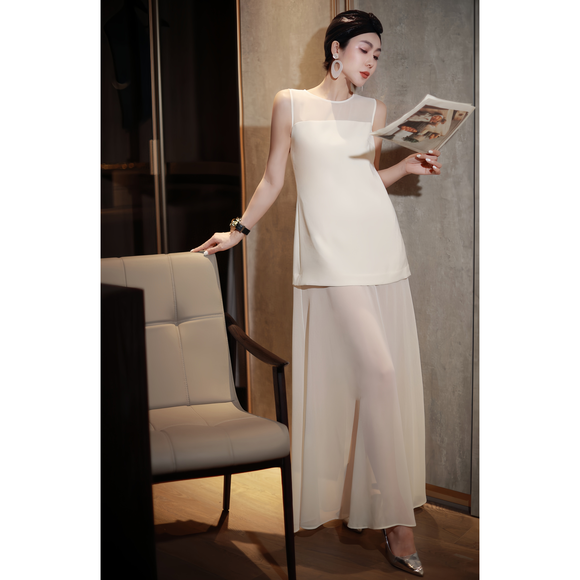 ZEROYK简约时尚套装女2025夏季名媛气质背心上衣半身裙时髦两件套