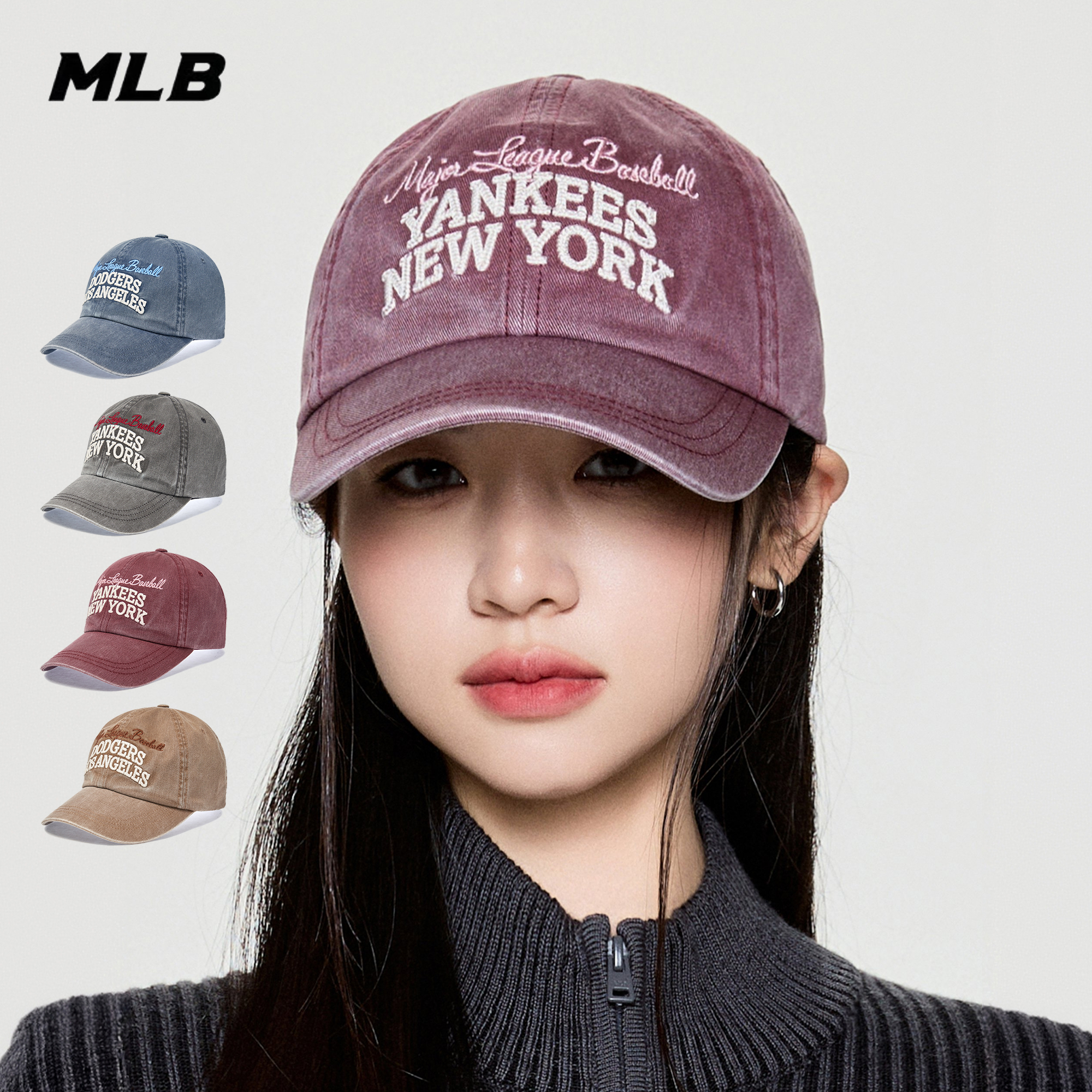 MLB正品明星同款男女显脸小复古百搭软顶棒球帽25秋冬新款CPV18