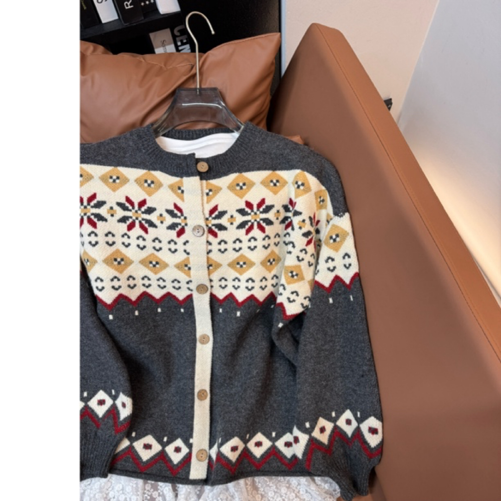 乃栗大码【好看的针织】显瘦百搭波西米亚风针织开衫外套