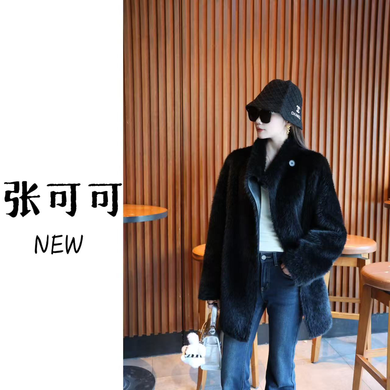 张可可25FW ｜NEW “南法假日”拉贡两面穿中长款皮毛一体外套TR012
