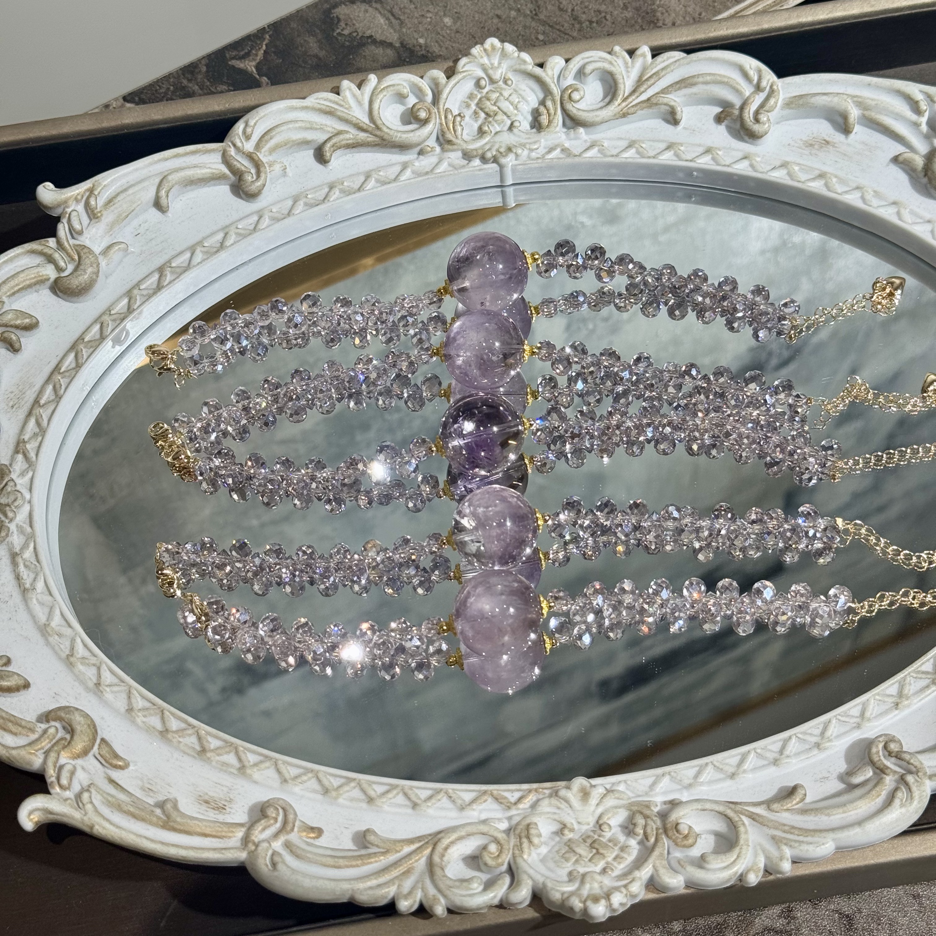 《冰镇紫葡萄2.0》A609天然水晶原创顶珠20mm设计款手链多样性发一