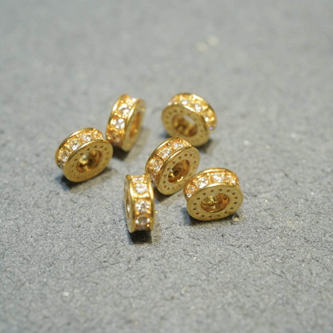 【世麒珠宝】18K金小隔片 6mm  跑环 自由DIY 多样性发货1件