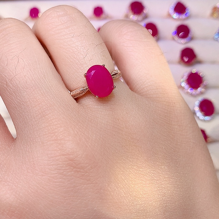 红宝石戒指银S925镶嵌