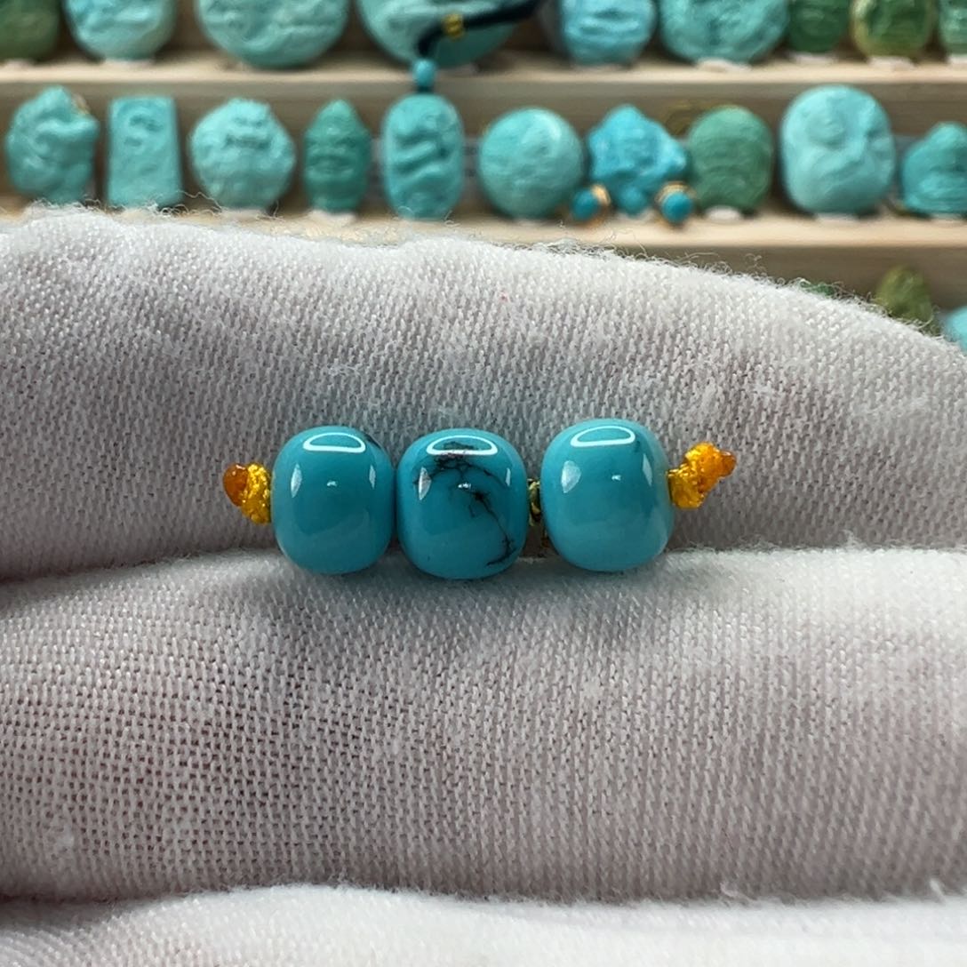 未镶嵌绿松石老型珠套装6.9x5.9mm