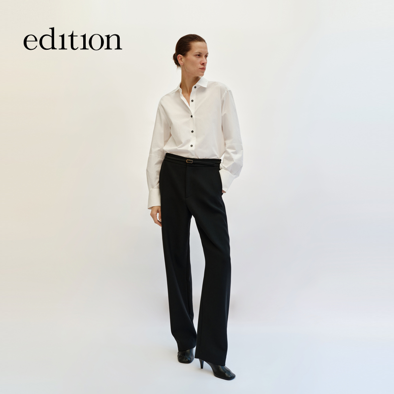 【陈大可】edition绵羊毛精纺时尚弯刀西裤休闲长裤EBE4PATT01