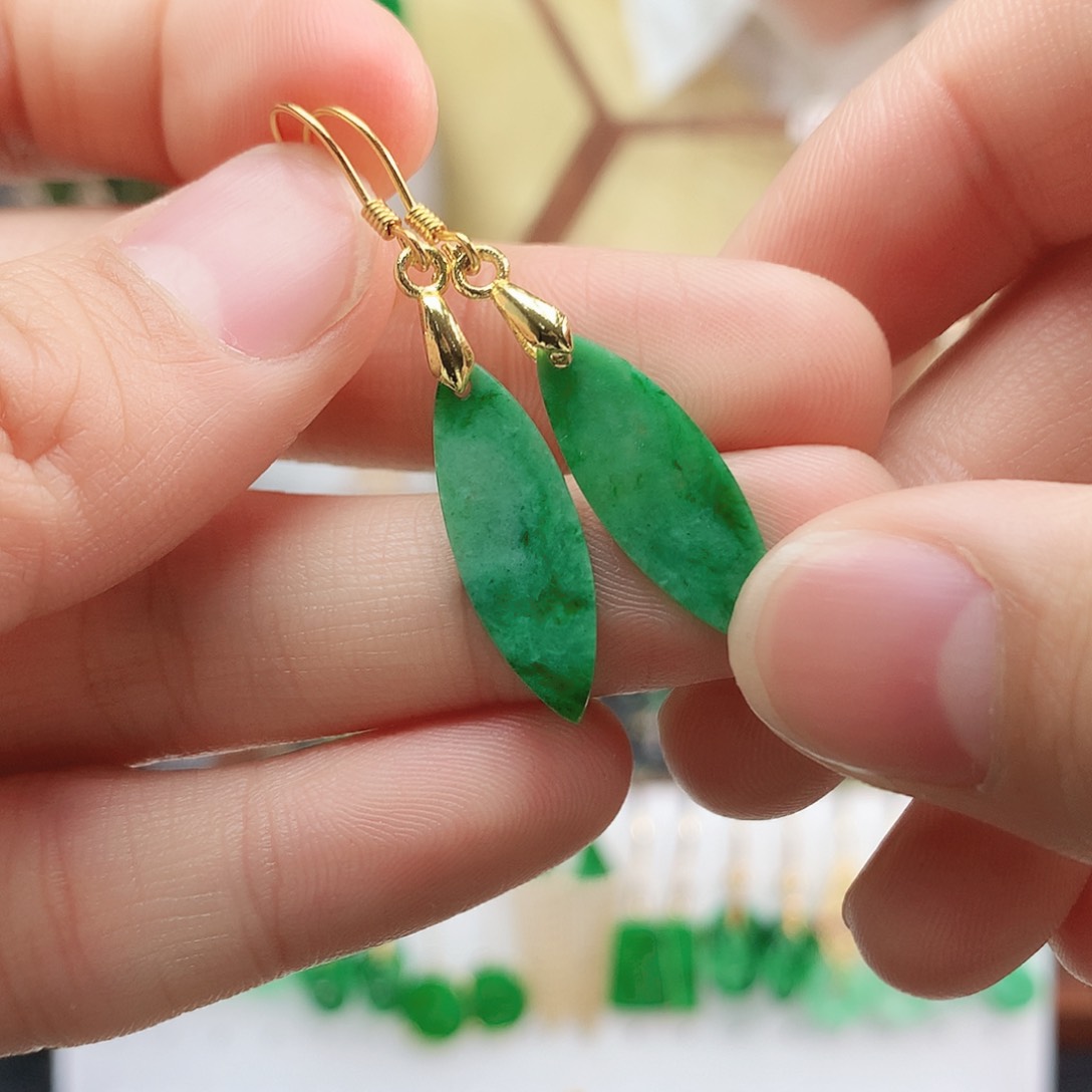 翡翠耳饰银S925镶嵌耳饰