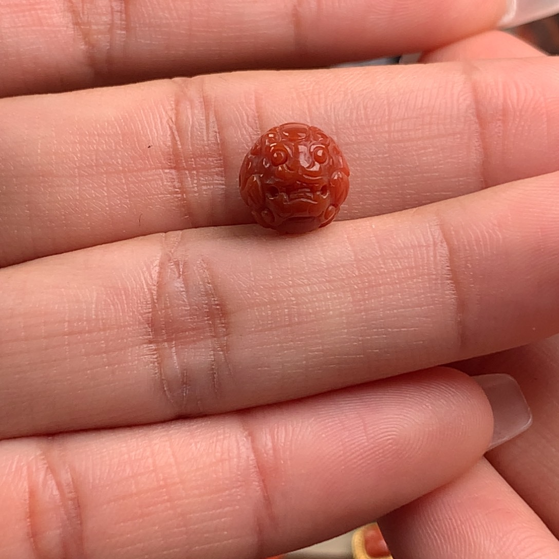 南红玛瑙精工雕刻貔貅珠9+未镶嵌