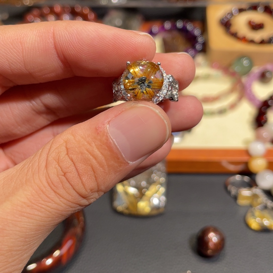 银S925镶嵌戒指水晶森*淼