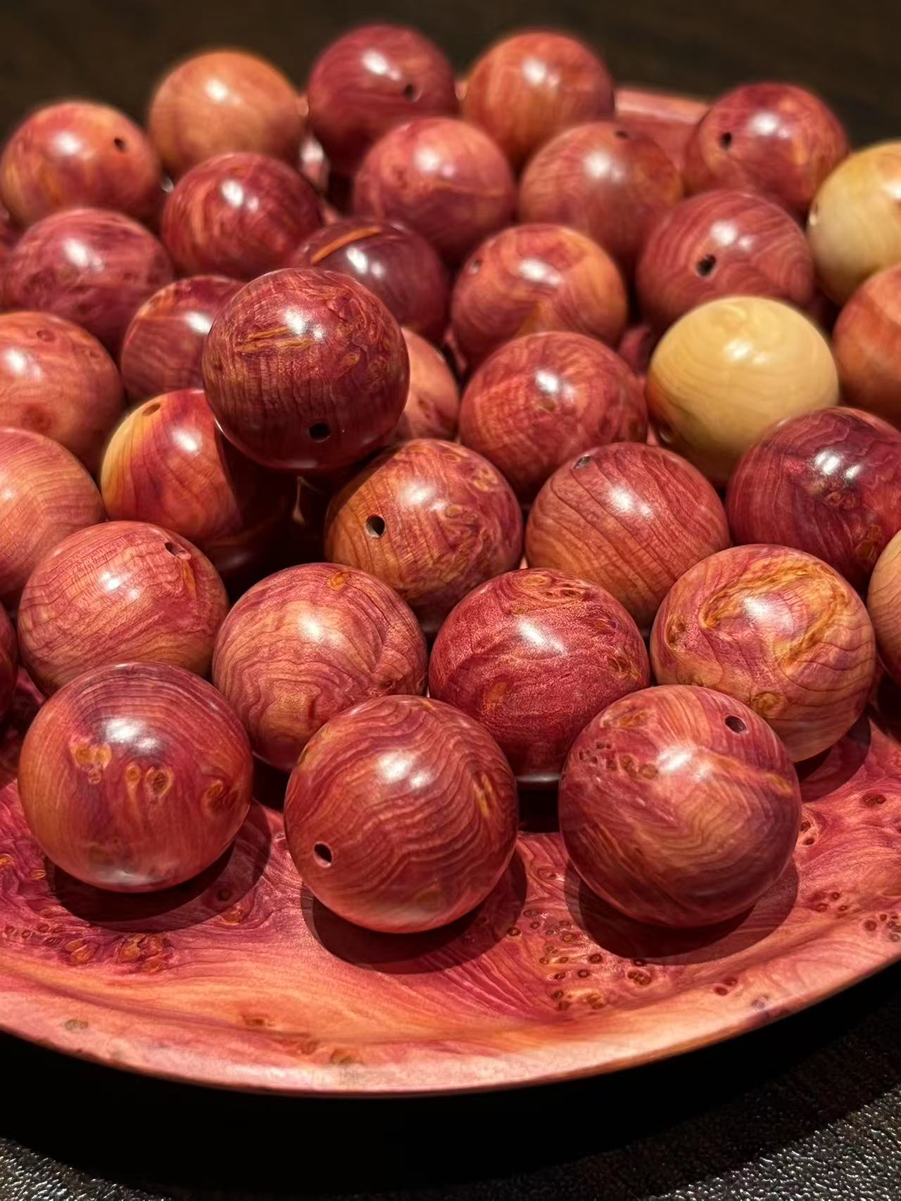 直播间专拍 血柏紫光檀缅甸花梨红木文玩摆件佛珠手把件