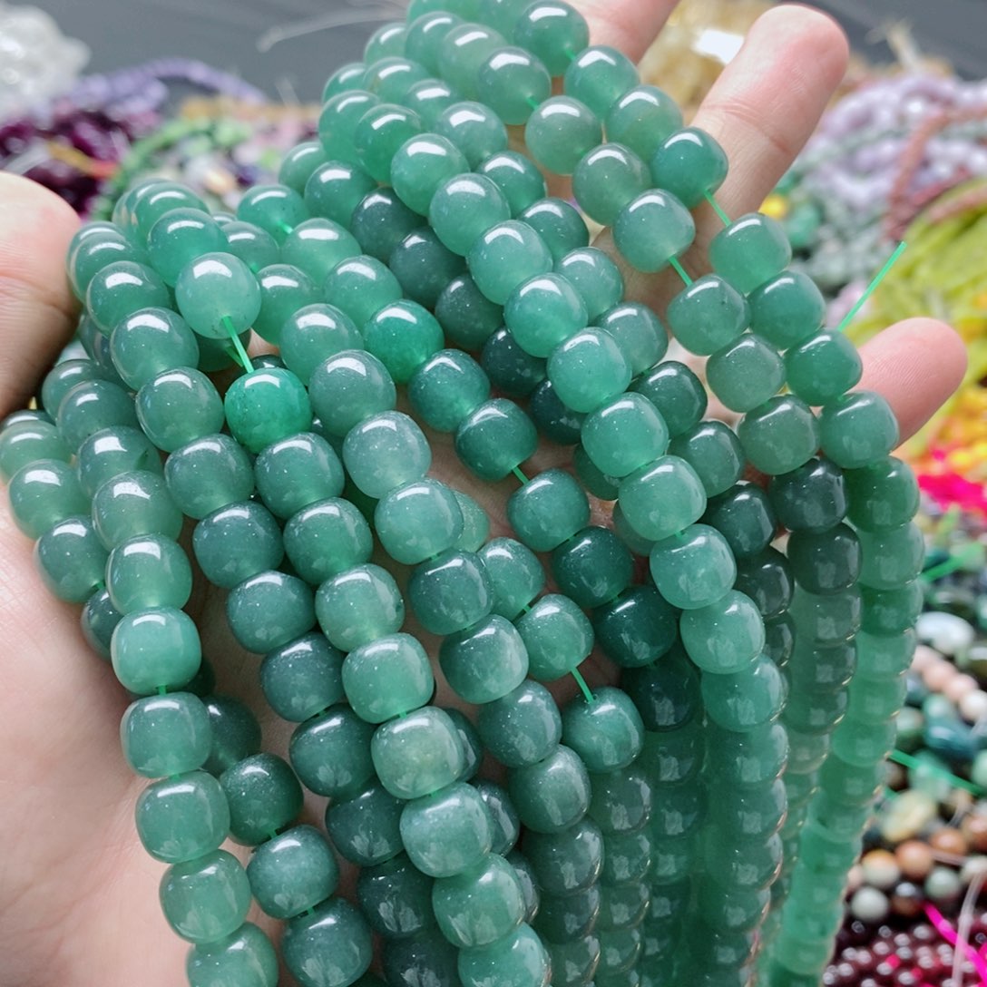 玛瑙/玉髓未镶嵌珠宝半成品一条天然10X8mm蓝水东岭玉墩墩珠