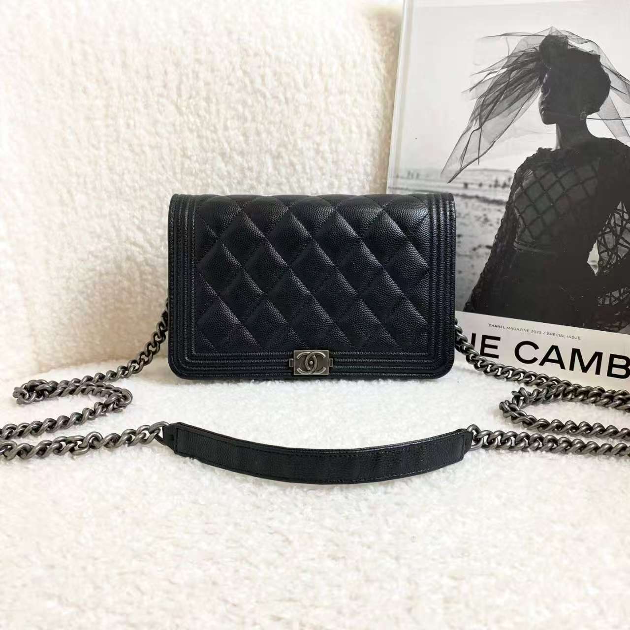 99新 Chanel/香奈儿 黑银牛leboy/89316460/12期免息/代卖服务