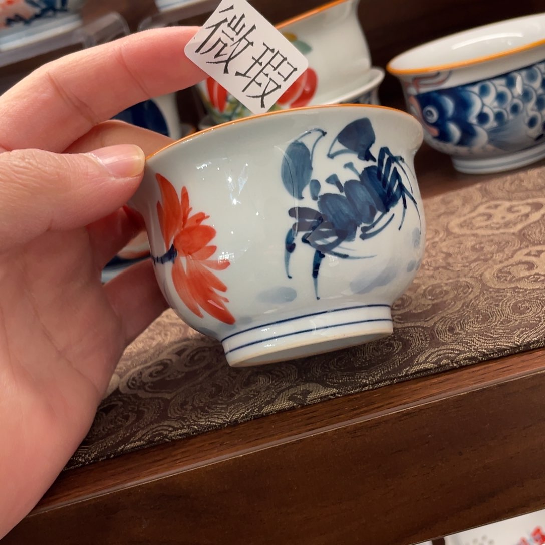 釉下手绘茶具微瑕