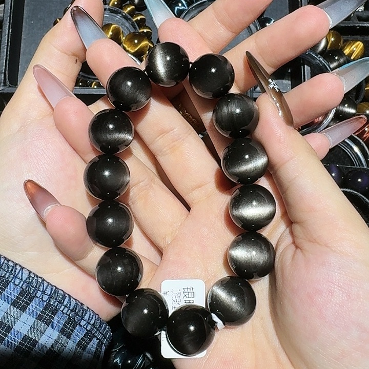 用***5黑曜岩未镶嵌手链