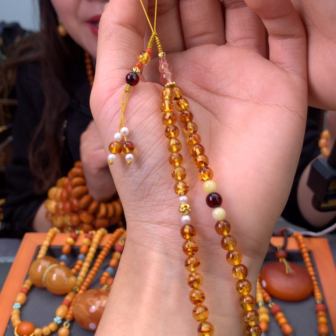 琥珀（花珀）裸石未镶嵌手机挂件多样性发