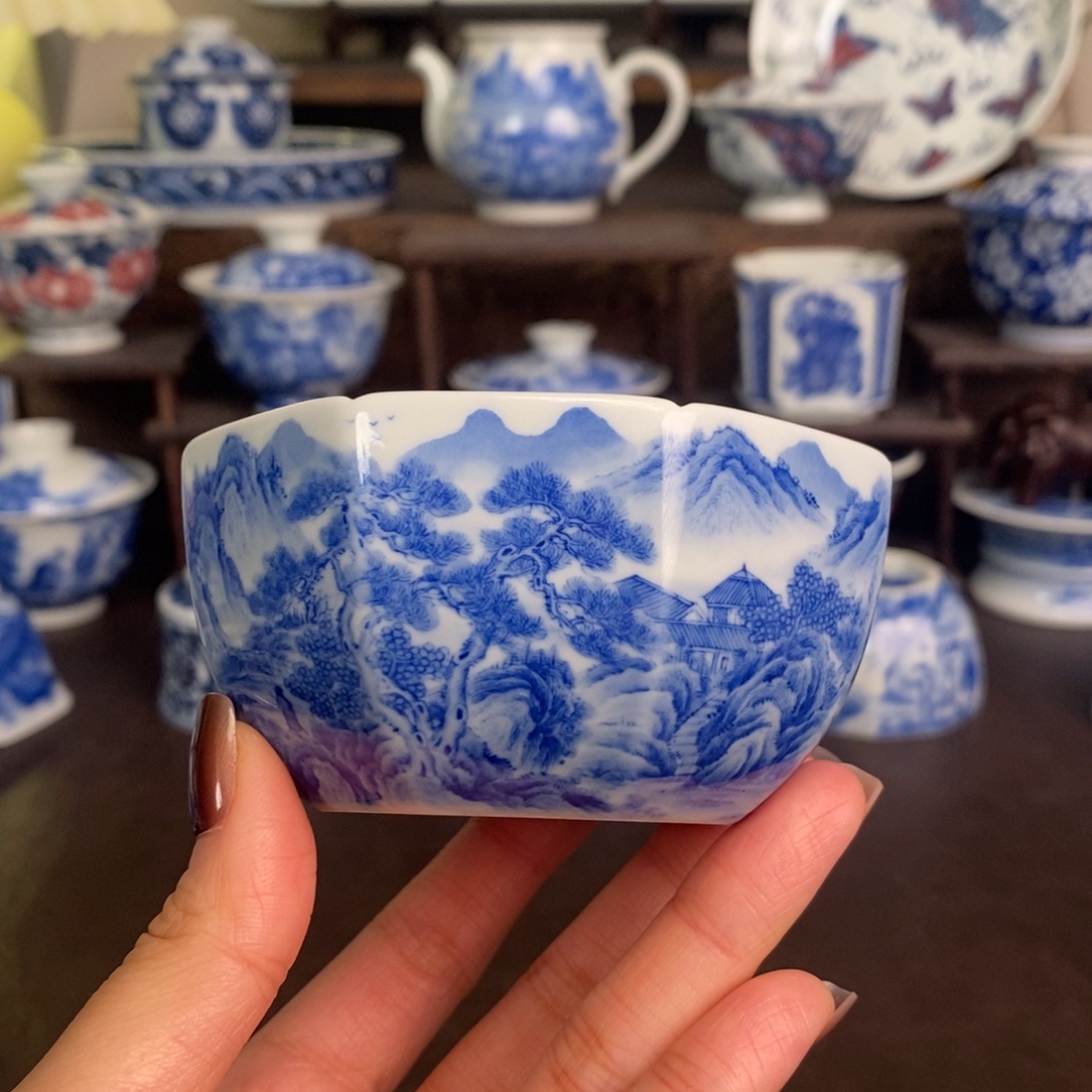 清***竹景德镇陶瓷手工手绘