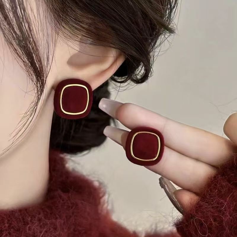 合金布艺耳饰 合金耳饰气质新款百搭复古法式小众港风气质A196