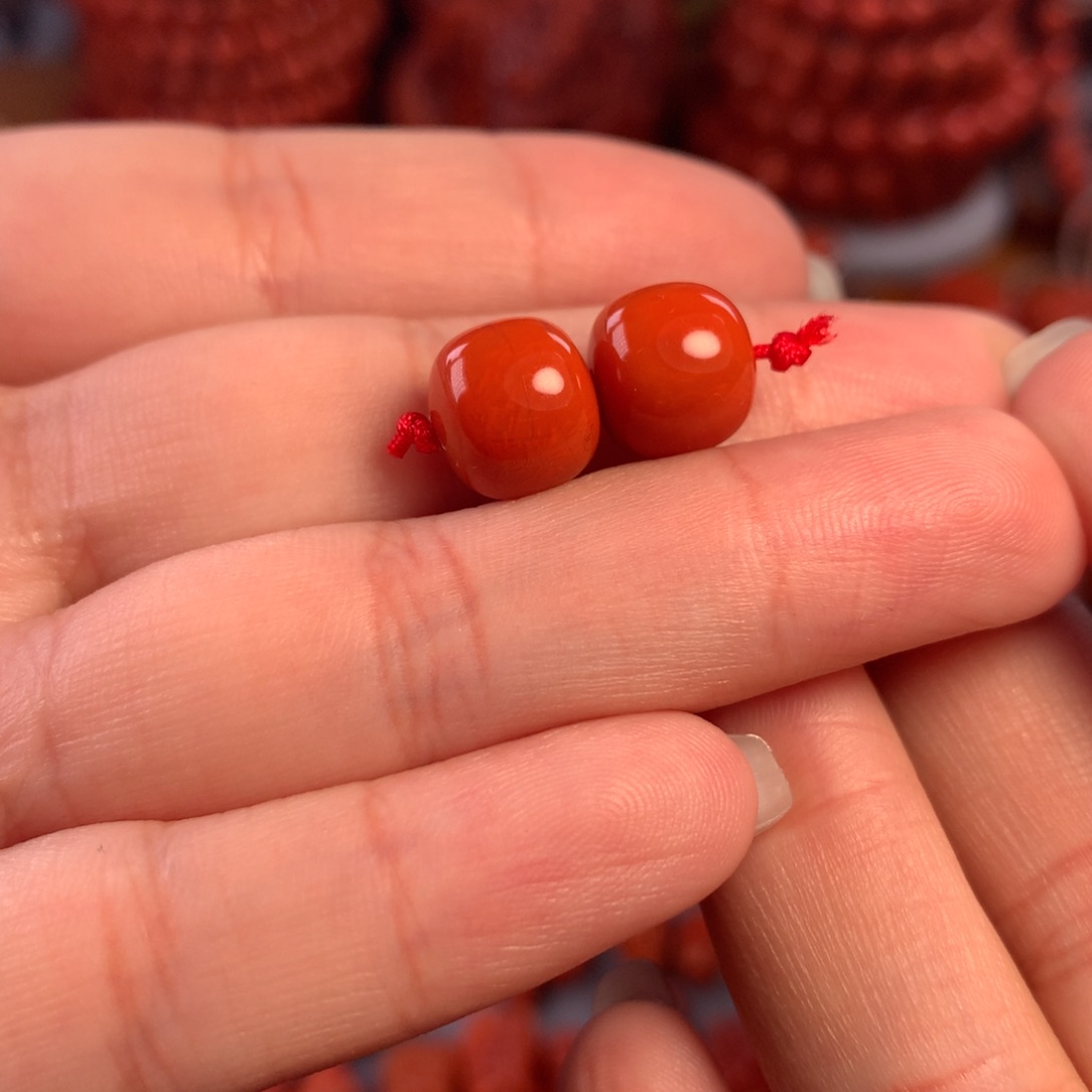 南红玛瑙天然川料瓦西老型10✖️9尺寸对珠未镶嵌