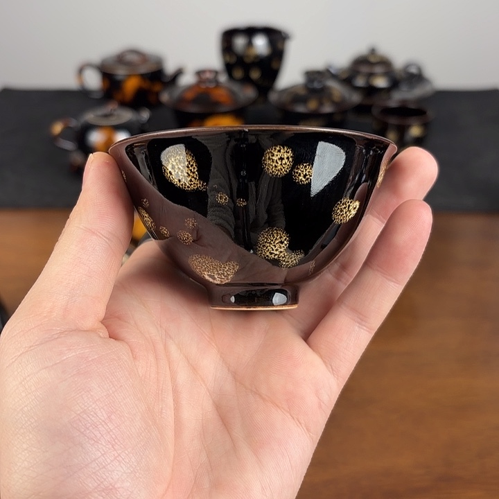 瓷点彩鹧鸪斑鸡心杯