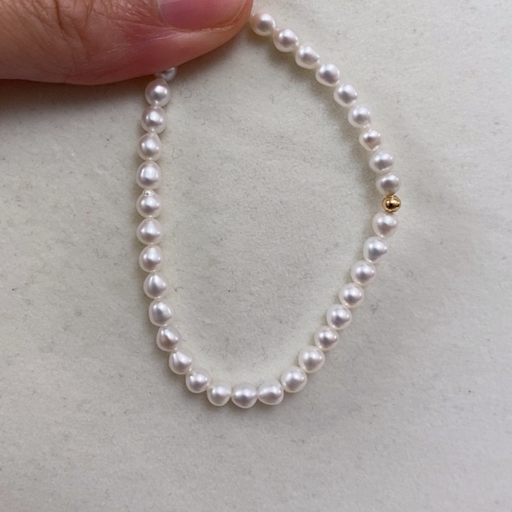 淡水珍珠手绳银S925镶嵌弹力绳