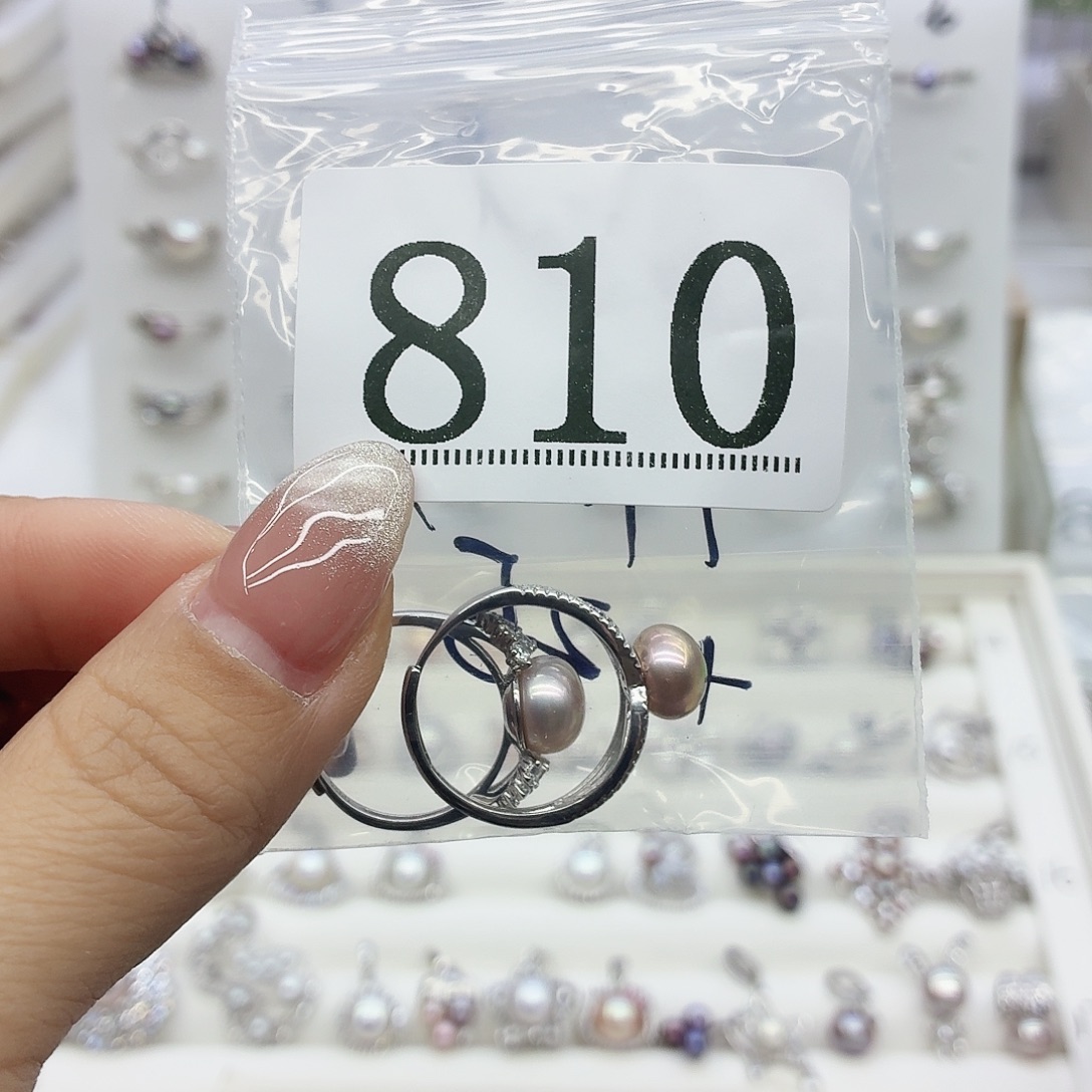 没***呀银S925镶嵌珠宝奇石淡水珍珠810