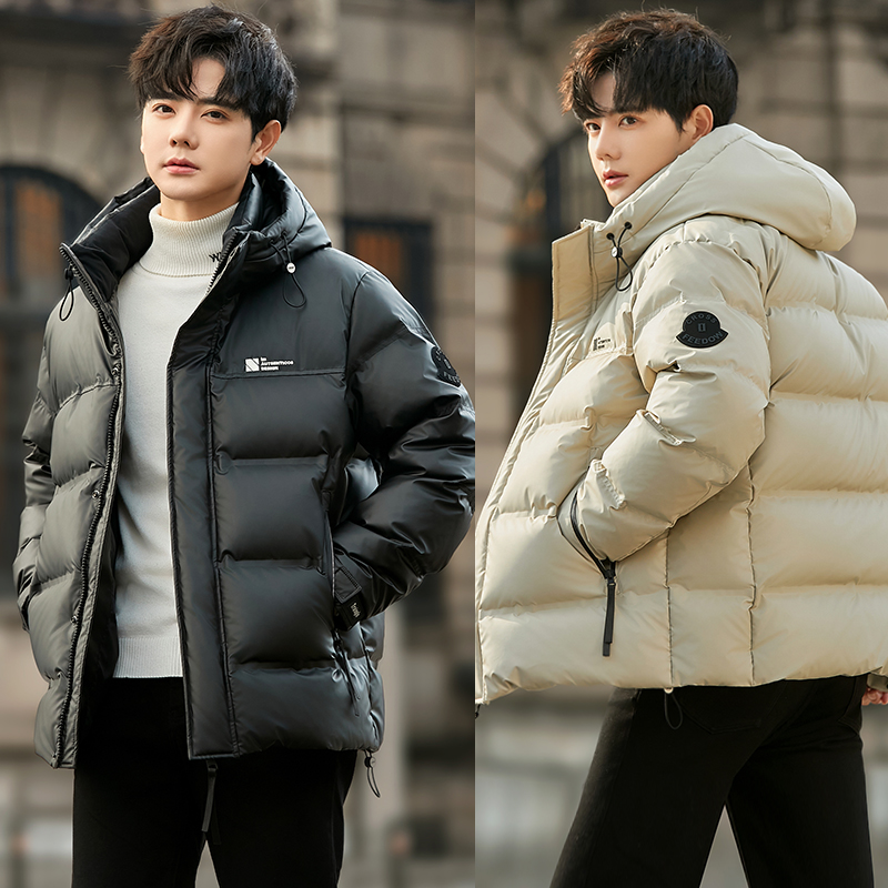 冬季新品新国标白鸭5.0高定免洗高充绒量男士连帽羽绒服外套W998
