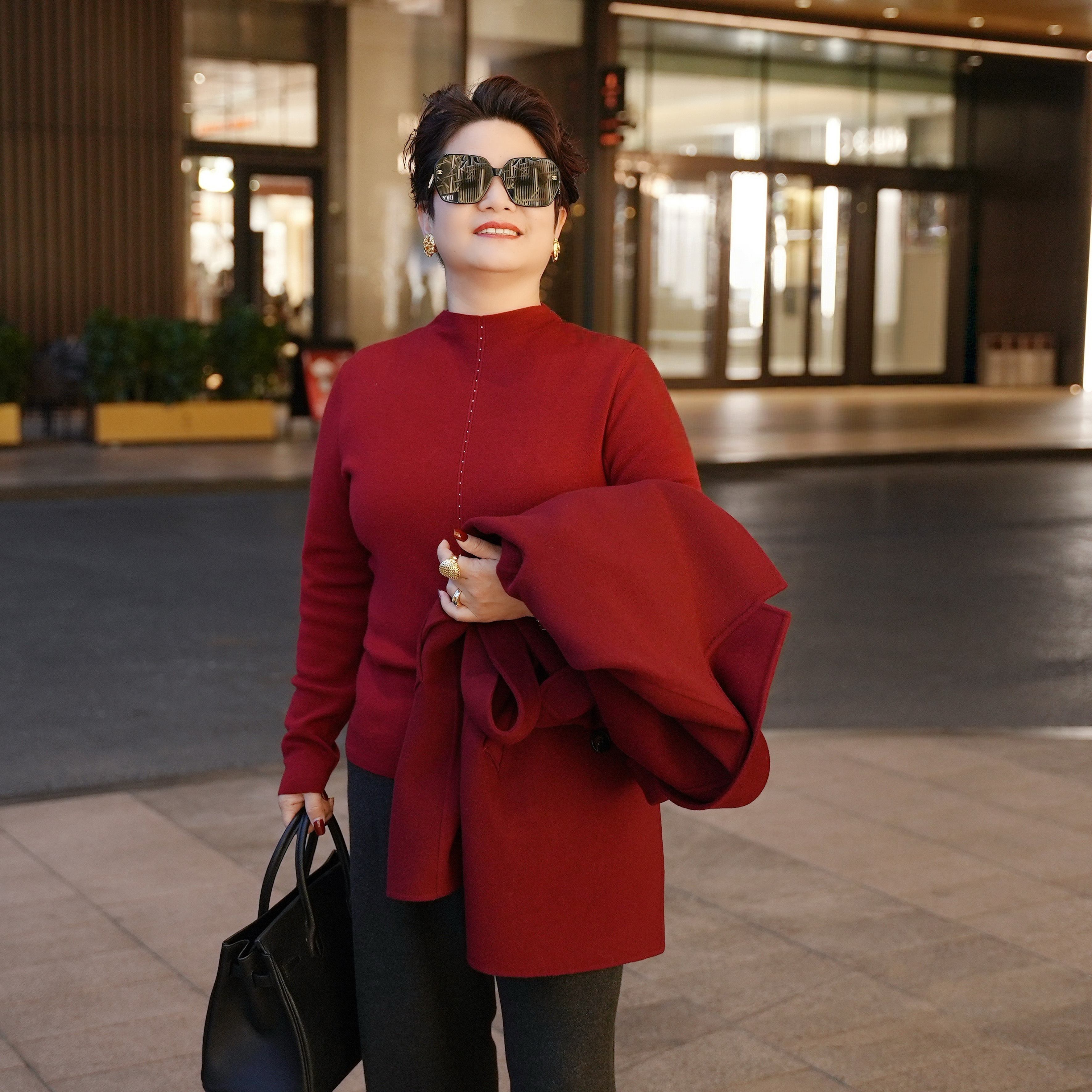 2025秋冬新款简约修身亲肤显瘦烫钻半高领羊毛衫SY210