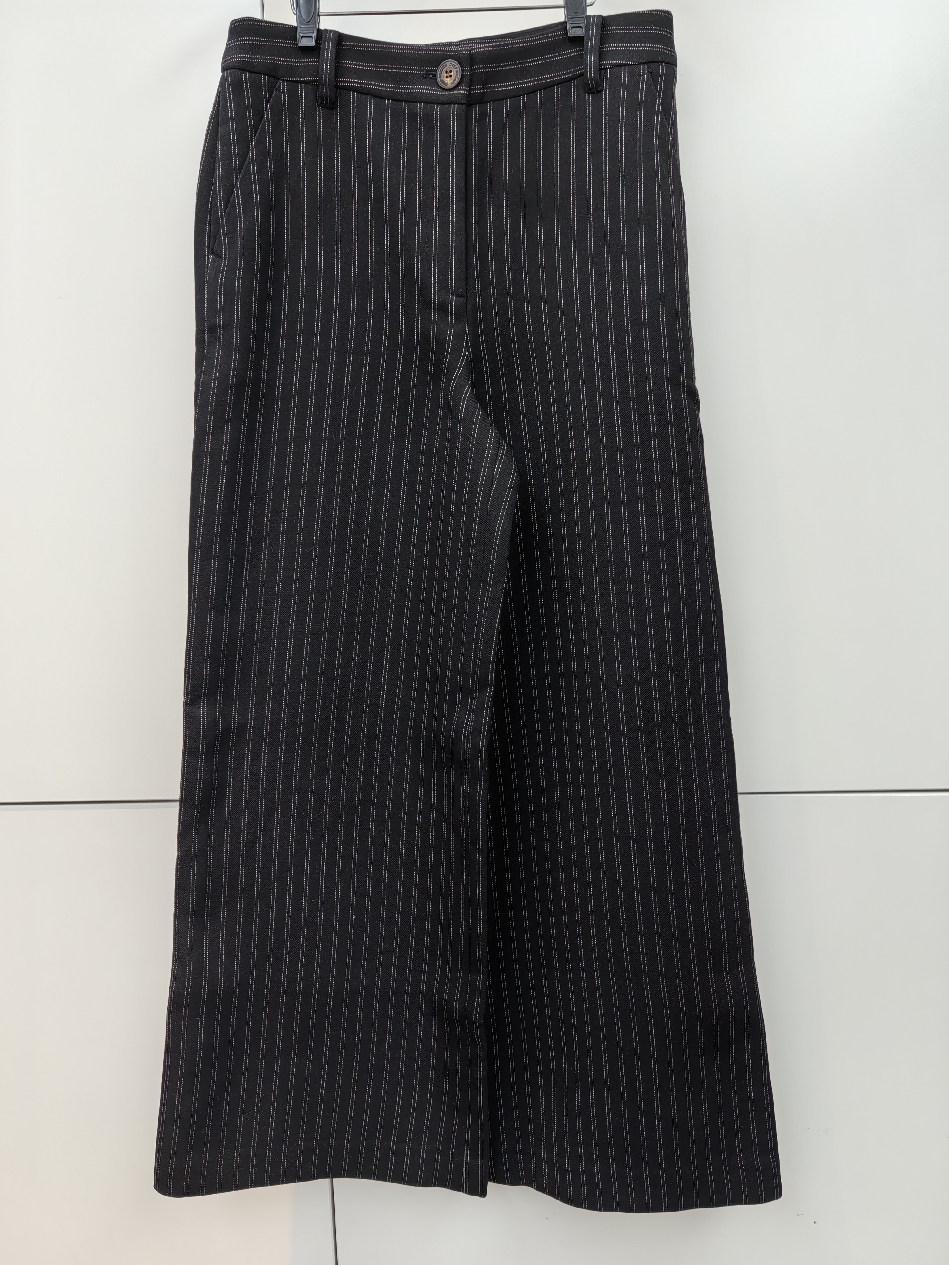 时尚套装中国风裤子针织条纹黑色气质设计师阔腿裤西装时尚高腰