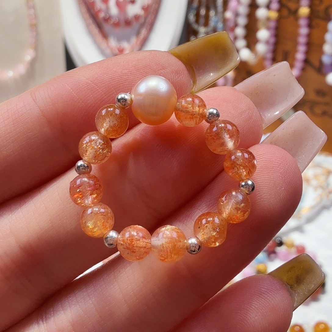 手链水晶银S925镶嵌金太阳