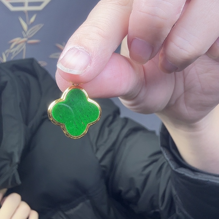 翡翠吊坠(不含链)银S925镶嵌瑶*特价 有白点