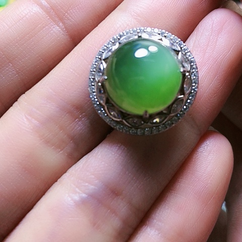 和田玉戒指银S925镶嵌