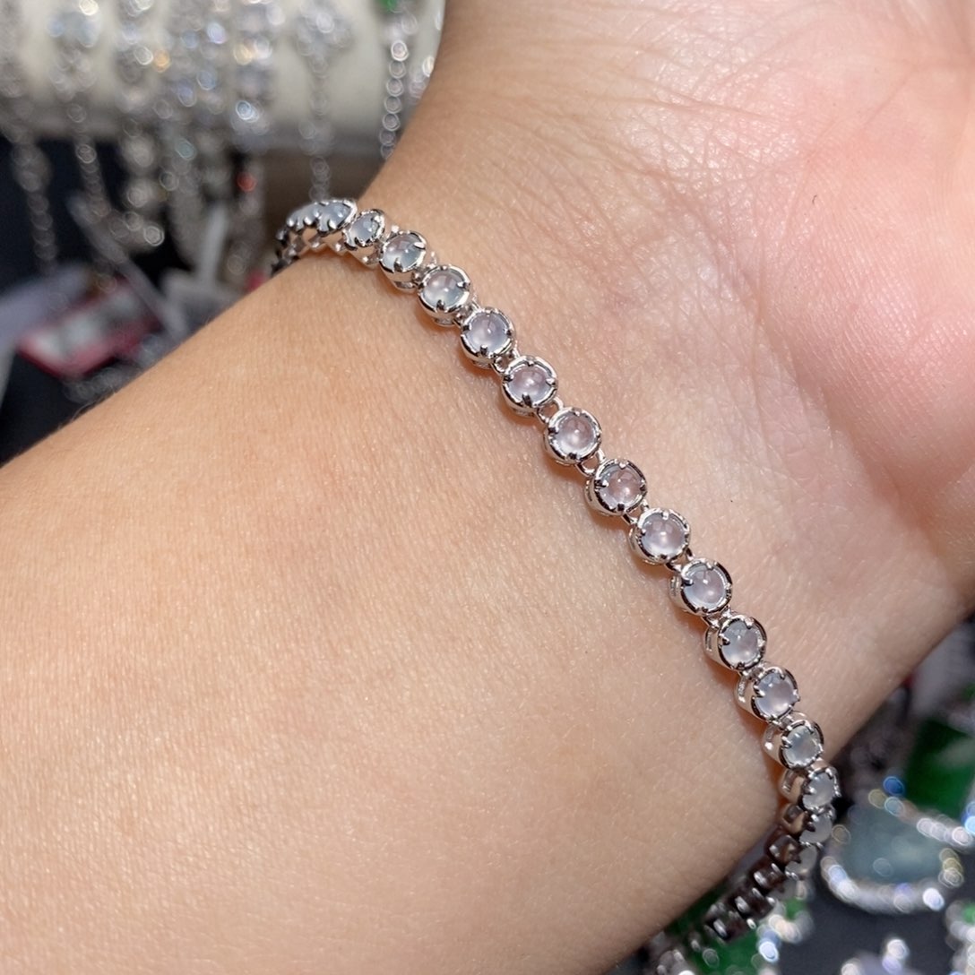 翡翠手链银S925镶嵌n j k o