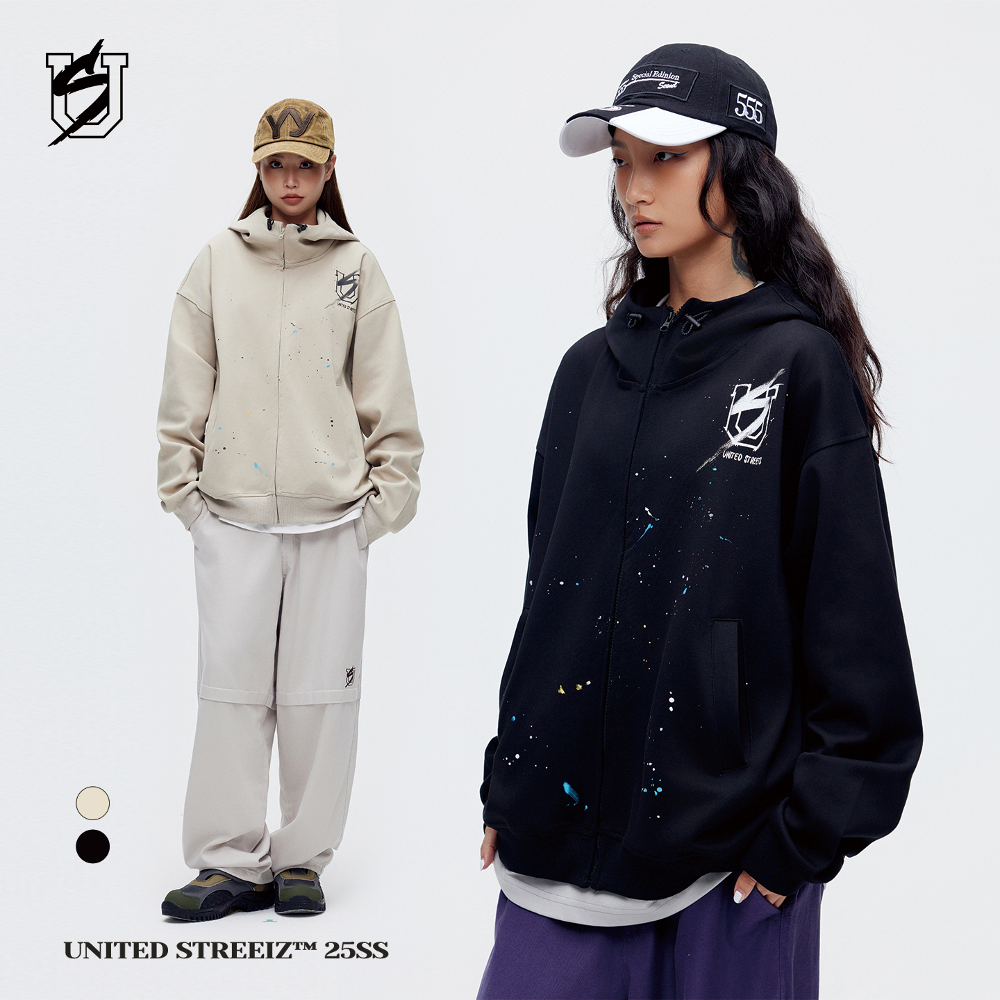 【清仓】US联邦街牌连帽拉链卫衣休闲复古潮流防风保暖秋冬嘻哈中性