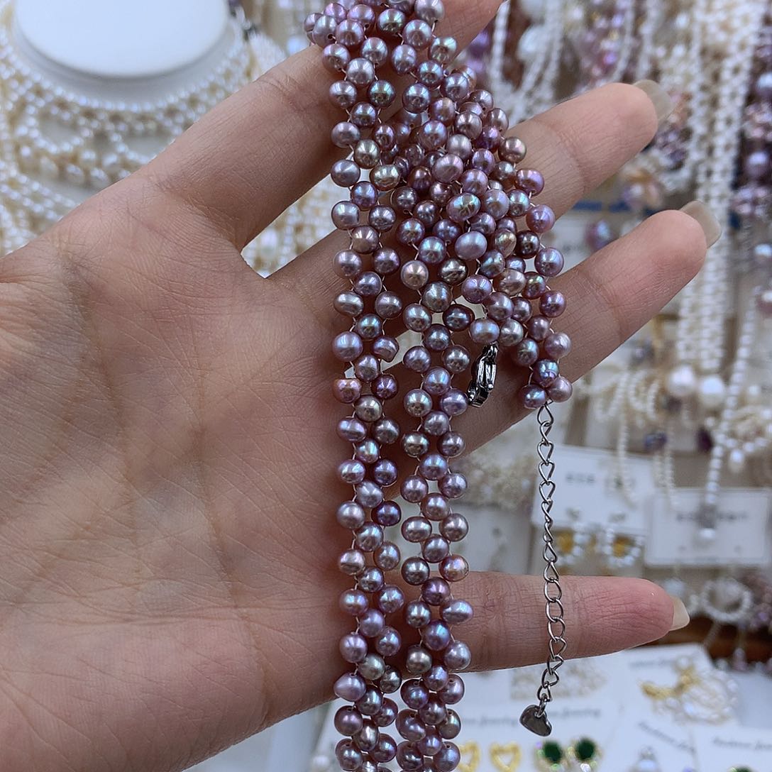 项链银S925镶嵌淡水珍珠立*