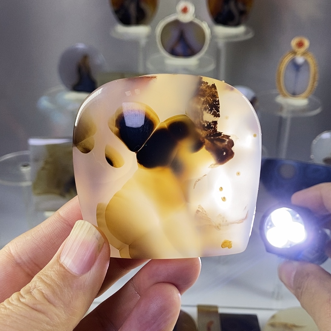 合成碳硅石非金属时尚图纹画面石饰品