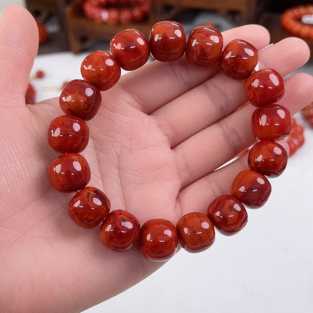 南红玛瑙瓦西老型典藏级单圈14mm未镶嵌