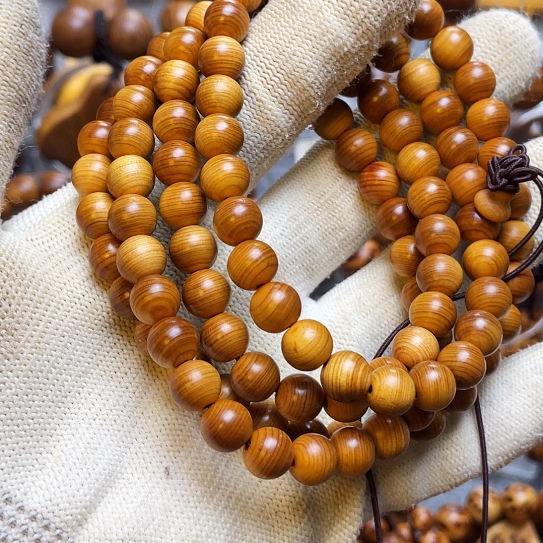 柏木把件太行崖柏陈化0.5黄粉泥膏香料108颗