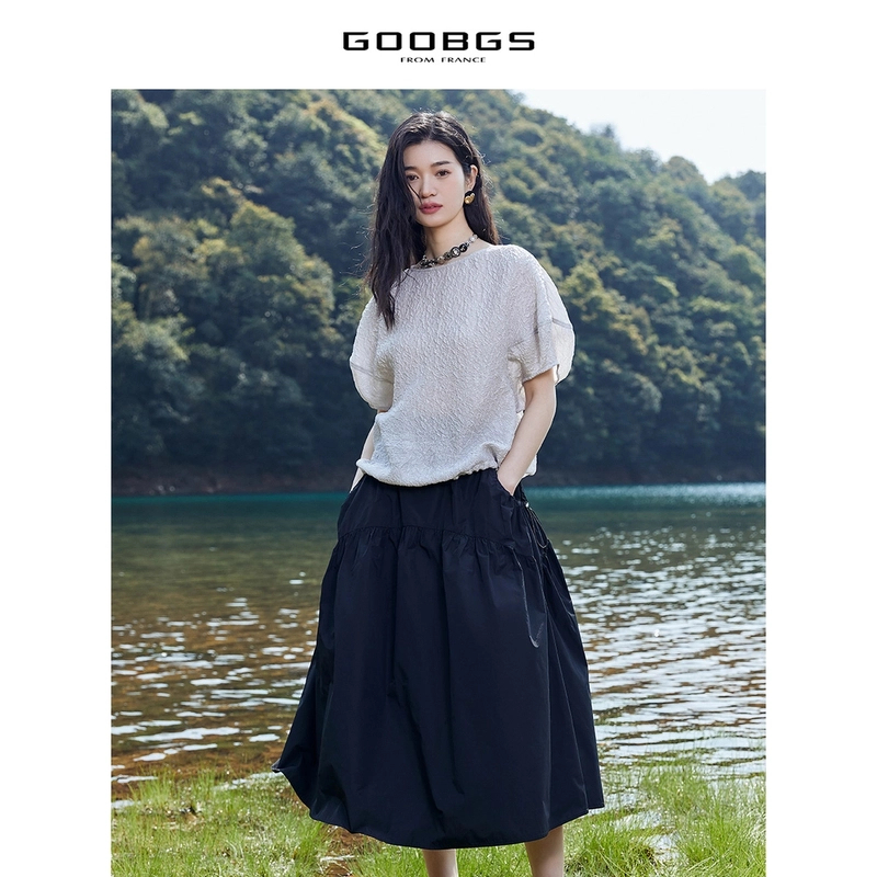 【谷邦L+】谷邦GOOBGS 黑色宽松中长裙 G3223157
