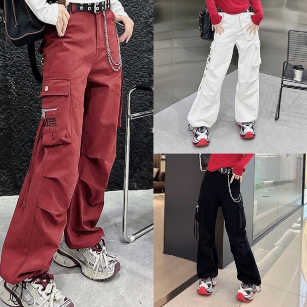 【加厚工装裤】2024秋冬新款休闲直筒美式百搭ins百搭女工装裤980