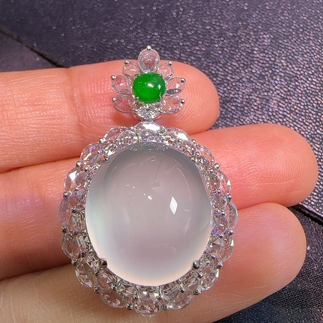 翡翠18K金镶嵌吊坠(不含链)