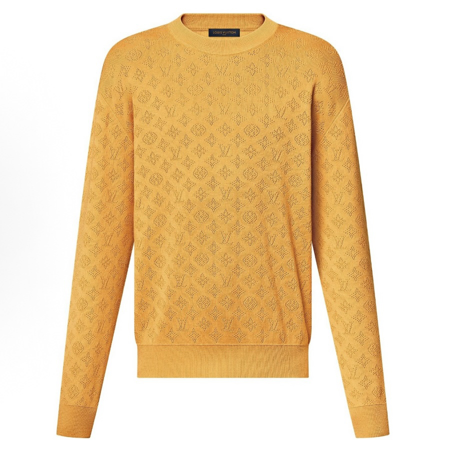 未使用 LouisVuitton/路易威登 ss25黄色镂空满印毛衣 XXL md1980