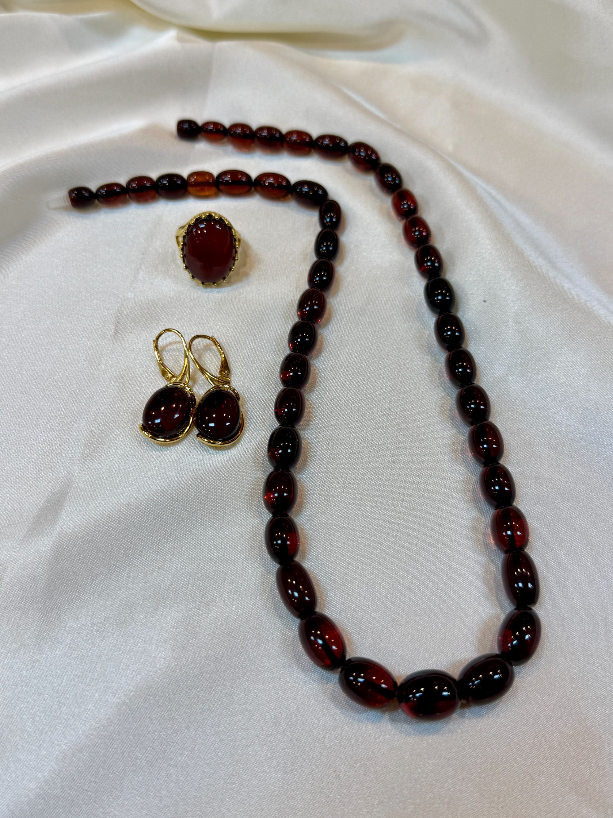 乔美琥珀首饰精美套装三件套