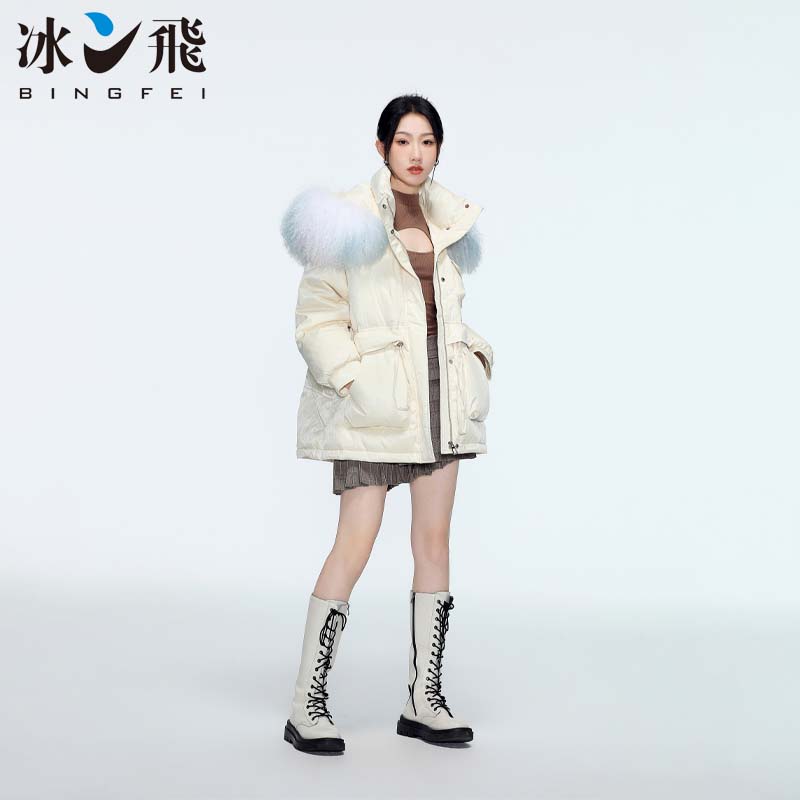 【李不了】冰飞女士大毛领羽绒服BSD001A80974