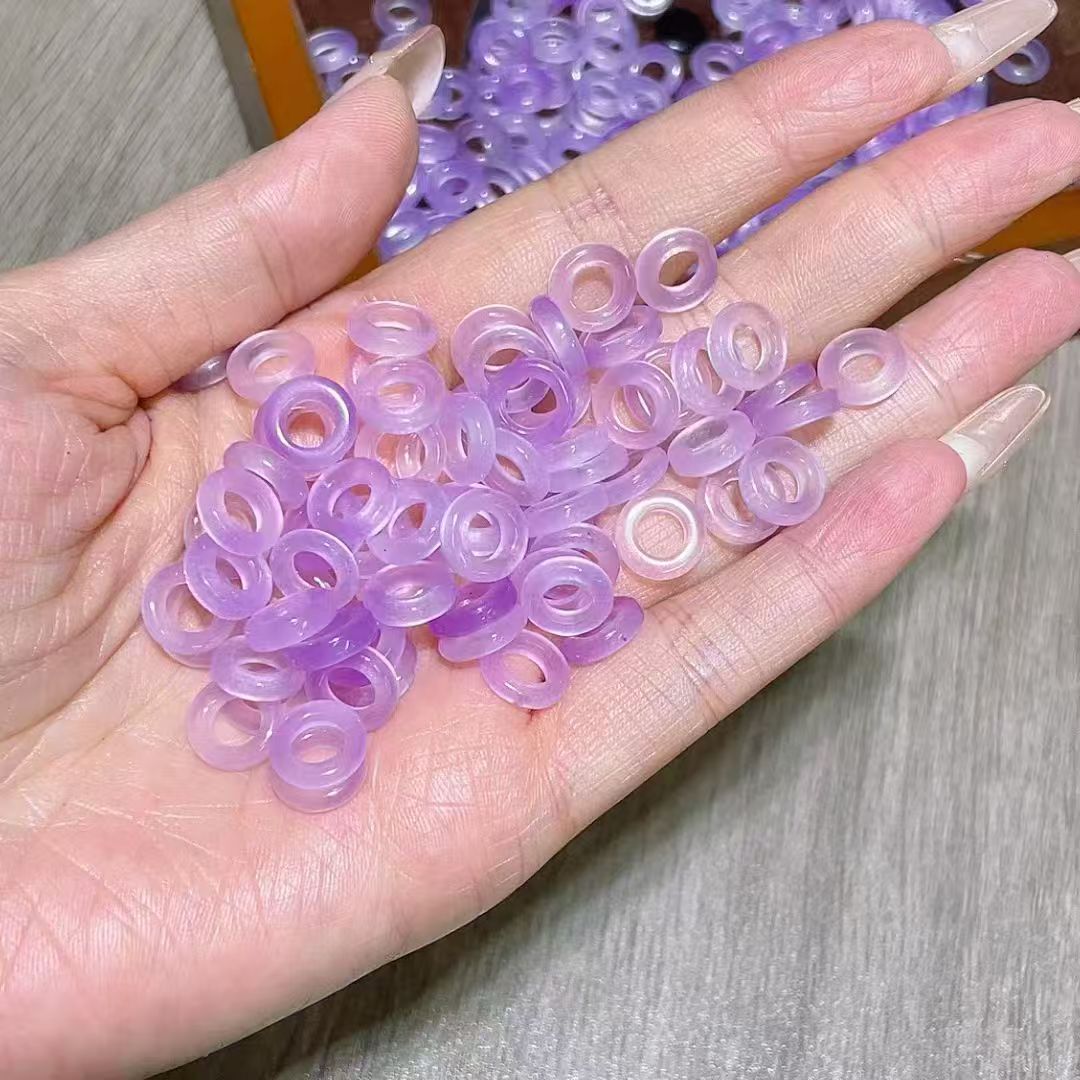 精品紫玛瑙垫圈扣子跑环DIY散珠配件