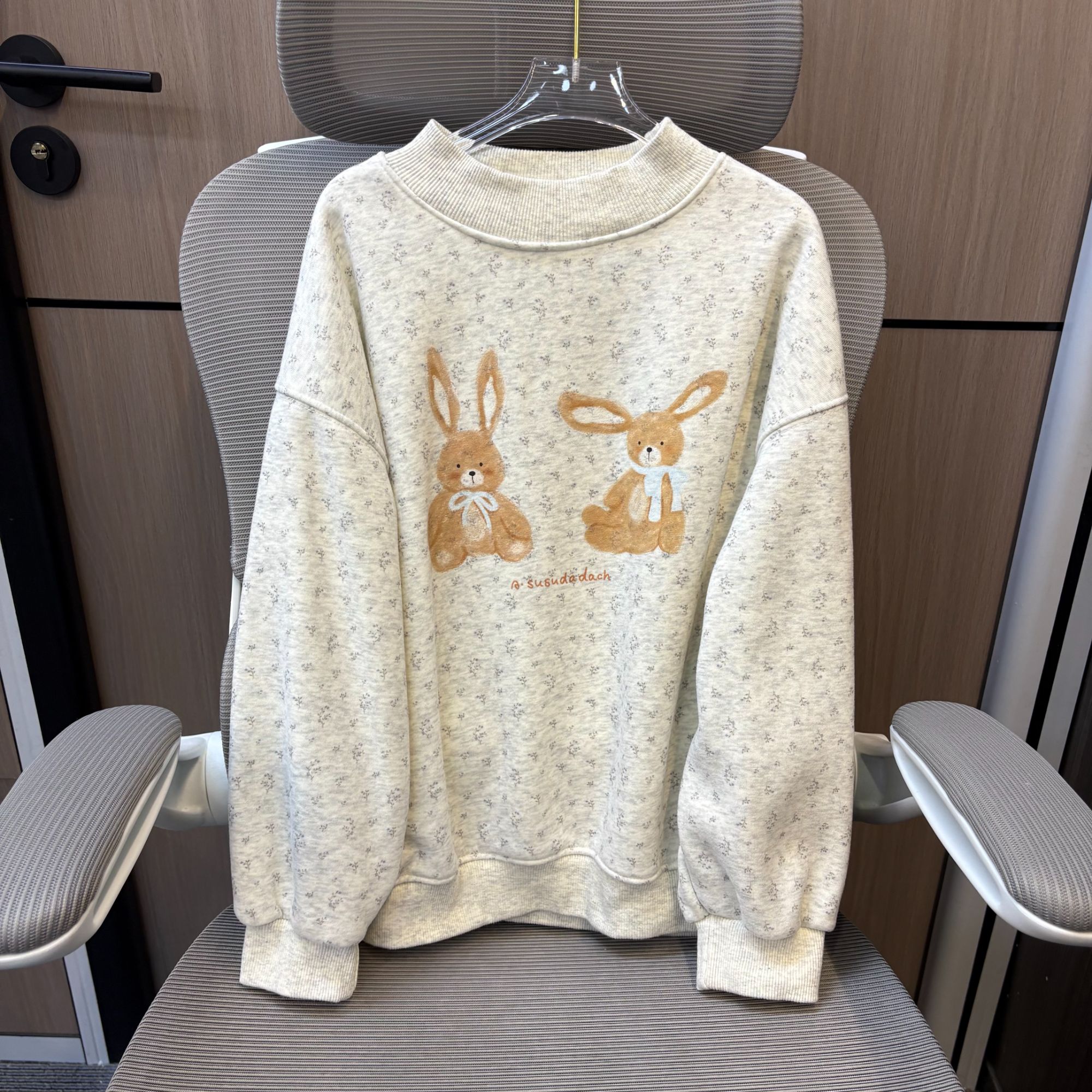 【清货】冬款韩系乖巧兔印花加绒女童圆领卫衣 F267 267 S