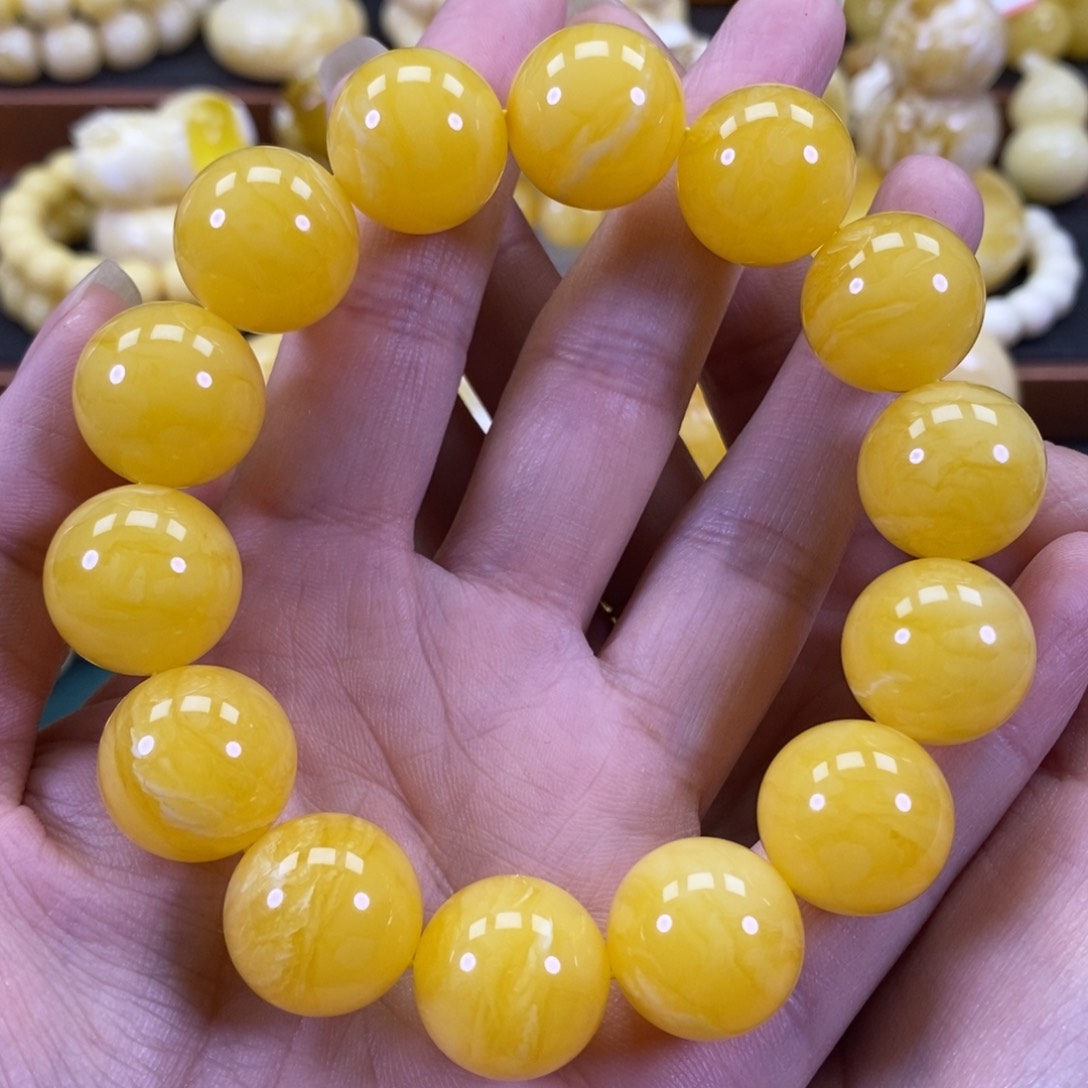 琥珀裸石未镶嵌✨**✨17圆珠手串