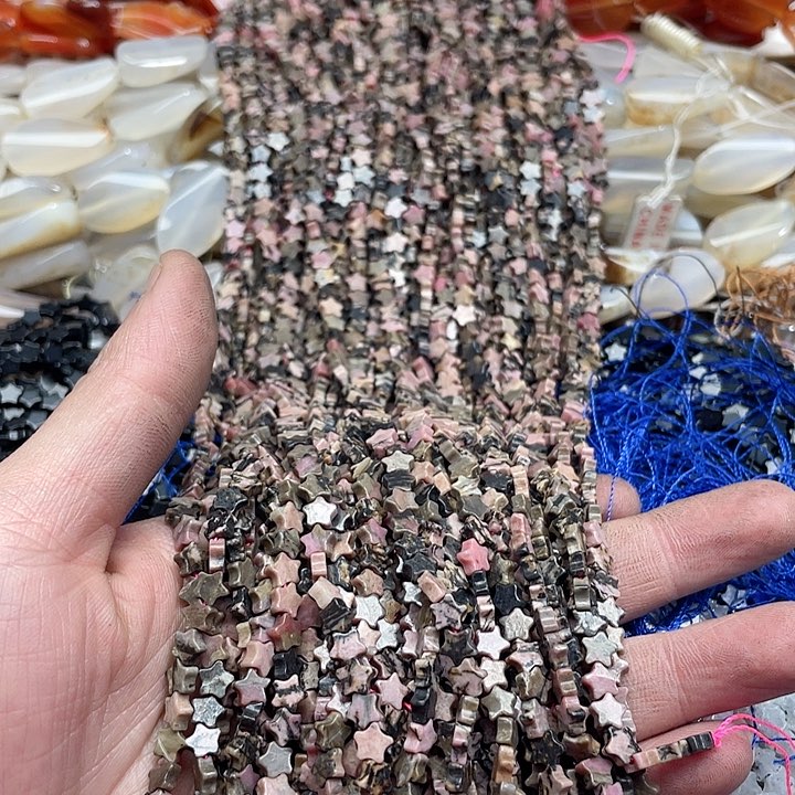 玛瑙/玉髓珠宝半成品未镶嵌一条6mm蔷薇星星