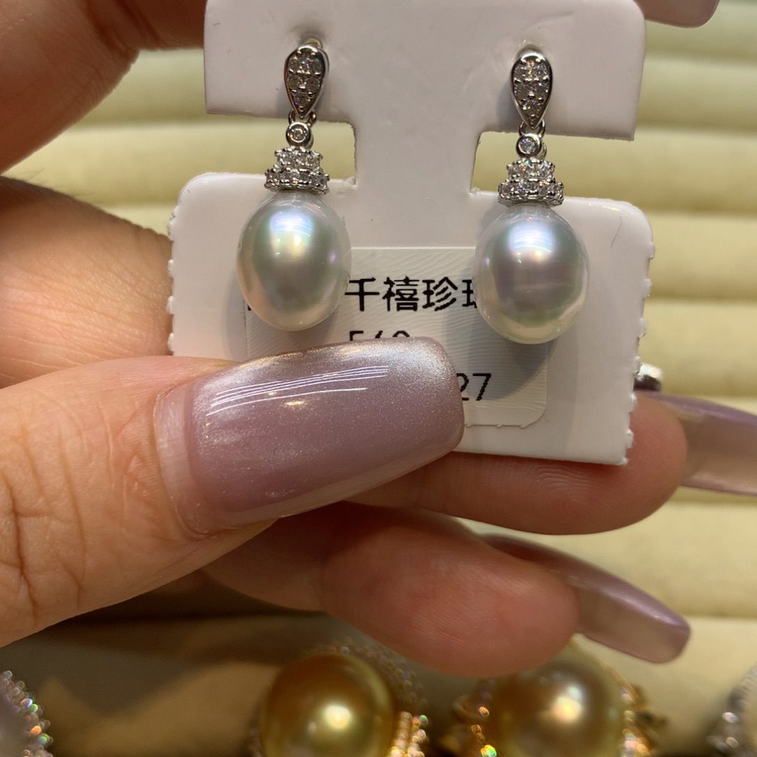 银S925镶嵌耳饰海水珍珠