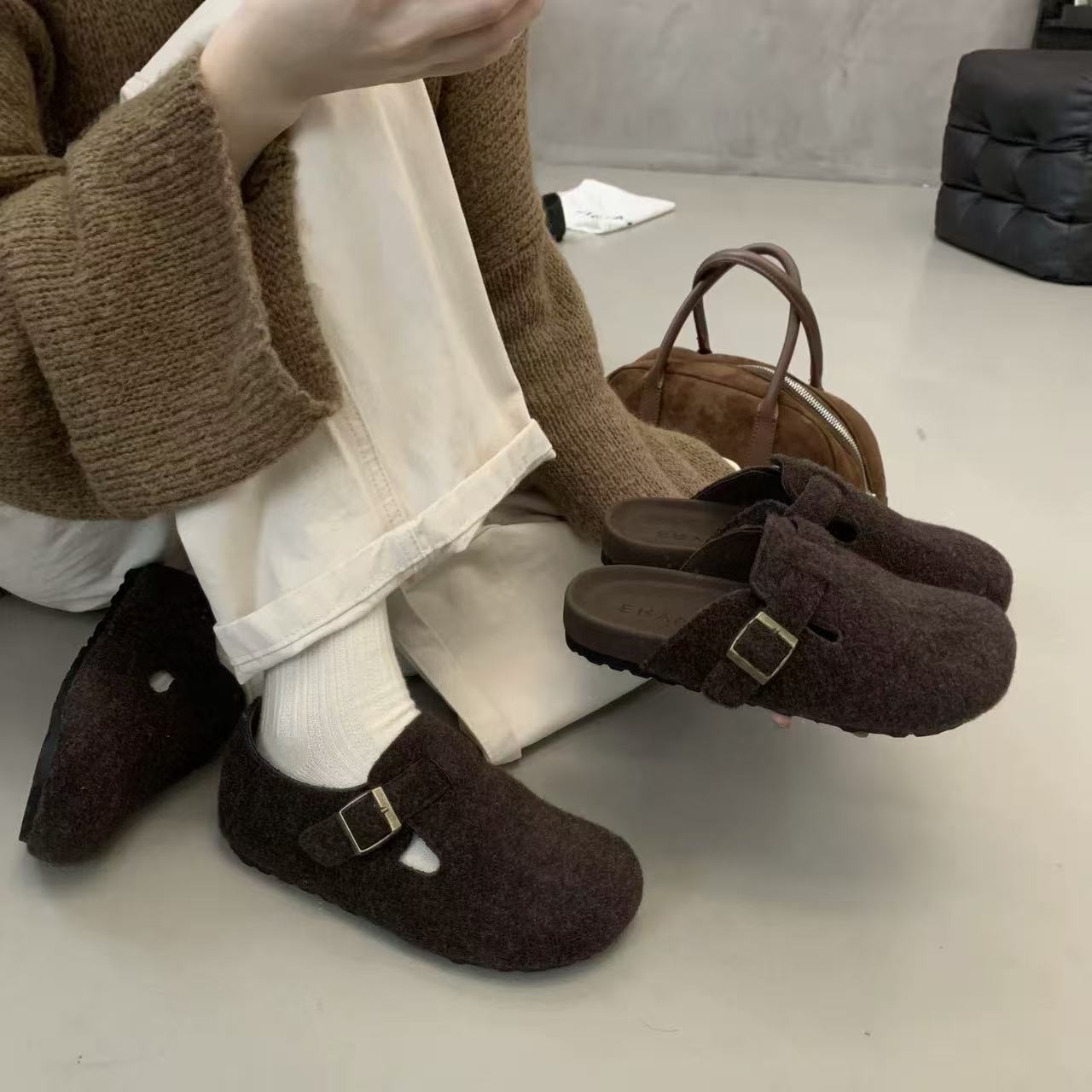 DS 懒人一脚蹬毛呢勃肯鞋-29621