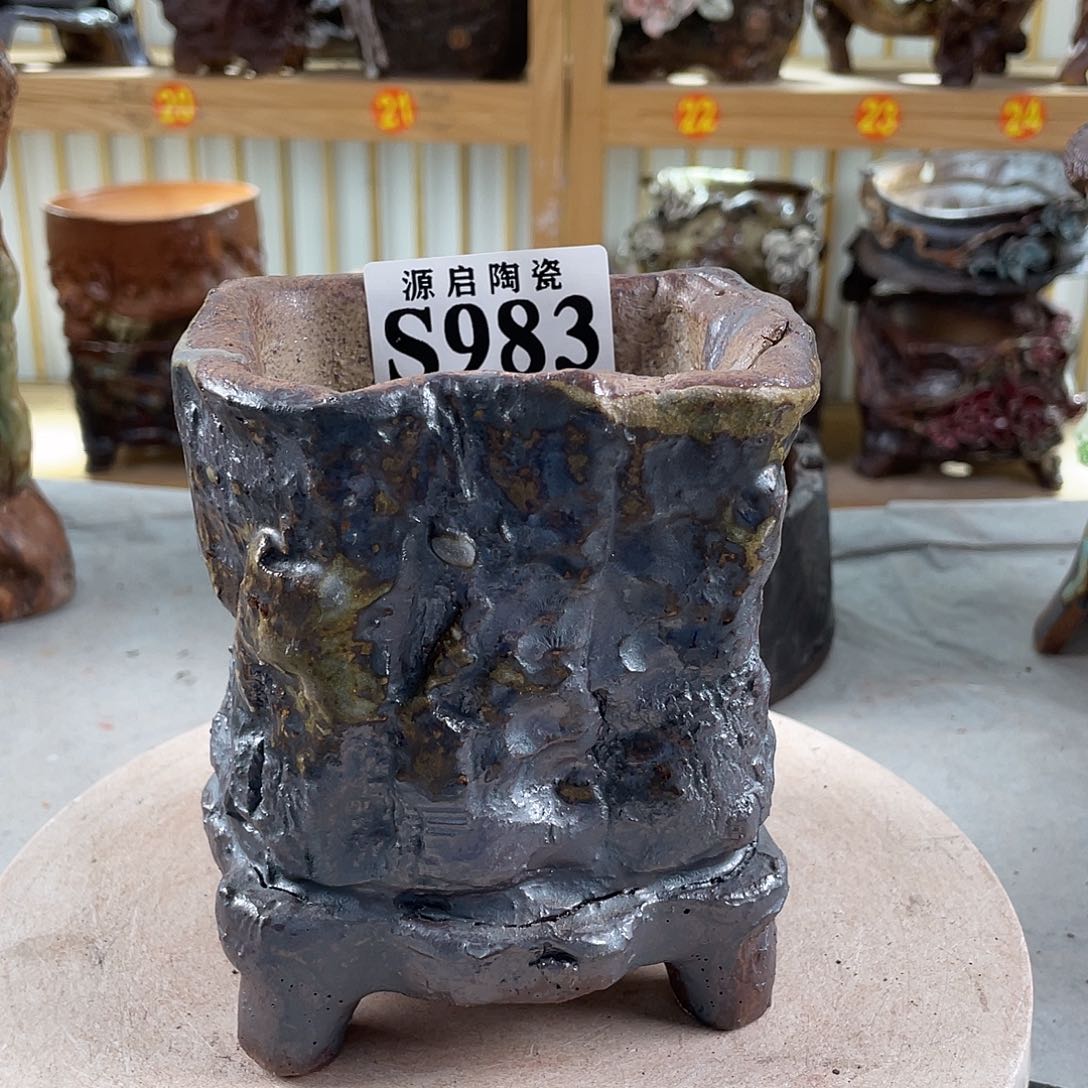 紫砂花盆景德镇陶瓷花盆983