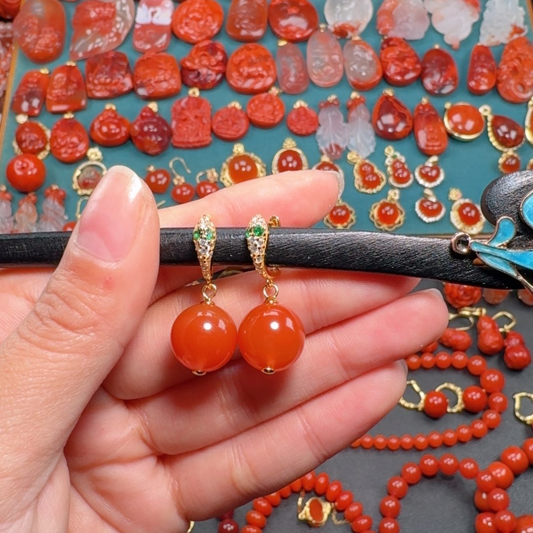 南红玛瑙南红12+银S925镶嵌